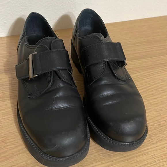 Vintage 90s Aposthrophe Black Leather Chucky Shoes with buckle size 6.5 - Picture 3 of 16
